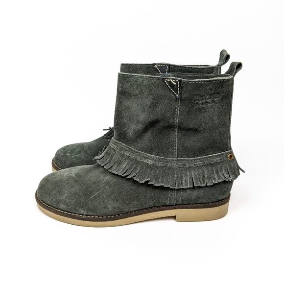 Coolway Grey Afra Fringe Suede Leather Bohemian Boots Size 8 - Picture 5 of 9